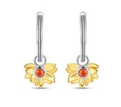 2023 100% 925 Sterling Silver Charms Hoop Earrings For Women Cubic Zircon Sunflower Earrings Elegant Birthday Jewelry Gifts