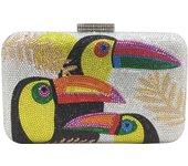 Toucan Bird Crystal Clutch Purses for Women Rhinestone Evening Bags Party Cocktail Prom Animal Handbag and Purse, Mini