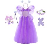 Girls Butterfly Fairy Costume Christmas Kids Birthday Party Purple Gradient Mesh Tutu Long Dresses Halloween Princess Cosplay Co