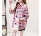 Casual Women's Plaid Shirt 2024 Spring Autumn New Ladies Loose Blouse and Tops Female Long Sleeve Shirts Fresh Checked Clothes
