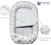 Nido Bebé Recién 100x60cm Plantilla removible 100% Algodón Cunas Nido para bebés Reductor de Cuna de Dos Caras (Ciervo en Hojas con Gris Minky)