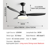52Inch 3 ABS Blade DC 35W Pure Copper Motor Ceiling Fan With 60W LED Light Support Remote Control Strong winds Electric fans