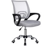 Silla de Oficina o Escritorio Ergonómica con Ruedas y Soporte Lumbar. Juvenil. Altura Regulable. Color Gris