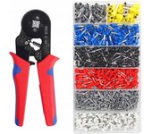 HSC8 6-4A Crimping Plier Set 23-7AWG 0.25-10mm Quadrilateral Ratcheting Ferrule Crimping Tool Kit Crimper with 1200PCS Terminal