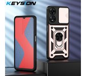 KEYSION Shockproof Armor Case for OPPO A79 5G A78 A58 4G Slide Camera Lens Protection Ring Stand Phone Cover for OPPO A38 A18 4G