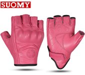 Suomy Motorcycle Half-Finger Leather Breathable Gloves Men Summer Fingerless With Holes Women Protect Moto Motocross Rider Gear