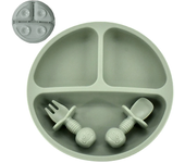 4 unids/set plato de comedor de silicona seguro para bebé, platos sólidos de dibujos animados para niños, juego de vajilla para bebé con cara sonriente, plato Retro para niños