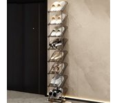 Multi-layer Shoe Shelf Organizer Space Saving Stackable Shoe Storage Rack Transparent Detachable Skinny Shoe Stand Entry Door