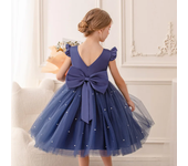 Vestido de princesa para niñas de 2 a 10 años, vestido de boda con lazo grande de tul de verano, disfraz de actuación de Piano, disfraz de presentador, ropa para niños
