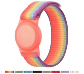 AirTag Bracelet for Kids, Apple Air Tag Protective Cover with Nylon Wristband, Anti Lost GPS Trackers Case Cover Elastic Watch Band for Toddlers Girls Boys Elders (Blue)