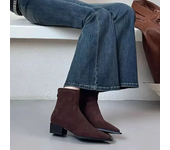 Botas De Mujer Con Cremallera Trasera, Zapatos De Moda Con Puntera Estrecha Para Mujeres De Oficina Y Profesionales