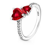High heart silver ring, red fashionable cubic zirconia, stars, moon, flowers, wedding fashionable jewelry, gifts Mother's Day Gift
