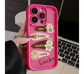 Funda de teléfono con bonito oso de dibujos animados para iPhone 11, 12, 13, 14, 15 Pro Max XR X XS 7, 8 Plus SE 2, funda mate suave de silicona a prueba de golpes