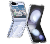 Luxury Transparent Magnetic For Magsafe Case for Samsung Galaxy Z Flip 6 5 ZFlip 4 3 Cases Clear Air Cushion  Shockproof Cover