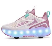 New four-wheel luminous shoes for children's summer, boys girls, detachable sports shoelaces and wheels