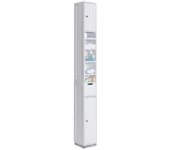 VOUNOT® Armario para Baño Alto Mueble Columna de Baño, Estanterías con 2 Puertas y 1 Cajón, Estantes Ajustables Espacio Abierto, Mueble Auxiliar de Almacenaje para Salón Dormitorio, 20x20x180cm,Blanco
