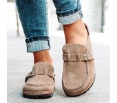 Cool zapatillas mujer cabeza redonda tacón bajo casual medio arrastre color sólido gran tamaño retro
