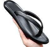 Zapatos de los hombres chanclas verano clip dedos fondo plano superficie de cuero de vaca al aire libre ocio playa sandalias zapatillas