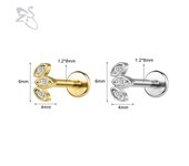 ZS 1 PC Gold Color 16G Stainless Steel Labret Lip Piercing Men Women CZ Crystal Ear Cartilage Tragus Helix Piercings Flat Backs