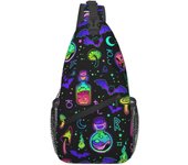 Bright Magical Elements Crossbody Sling Bag For Women Men Adjustable Lightweight Chest Bag Shoulder Bag Sling Backpack Casual Daypack For Sport Travel Hiking