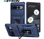 KEYSION Shockproof Case for Google Pixel 7 Pro 7A 8A 9 Pro XL Slide Camera Protection Ring Stand Phone Cover for Pixel 9 8 7 Pro