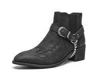 Moda para hombre Botas de cuero británicas con aumento de altura Negocios Retro Cremallera Locomotora Botas de tacón alto