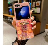 Flores de pintura al óleo Moda Anillo Carcasa del teléfono móvil Galaxy Z Fold 5, Z Fold 4, Z Fold 3, Funda protectora