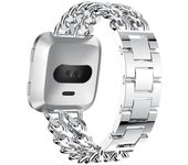 Suitable for Fitbit Versa Lite/Versa2 double row denim solid zinc alloy stainless steel chain strap