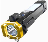 Portable LED Flashlight with Safety Hammer Super Bright Waterproof COB LED Safety Torch Lamp Emergency Breaking Hammer Lantern