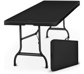 Plegable Multifuncional 180 x 75 cm | Mesa Portátil de Jardín, Terraza, Exterior, Balcón, Picnic | Mesa de Camping de Plástico para 6 Personas (Antracita)