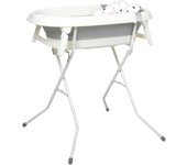 Bañera Bebe con Patas y Cojín Comoda, Facil de Guardar, con Tapón y Patas Antideslizantes - Bañera Bebé Plegable Portatil - Asiento Bañera Bebe