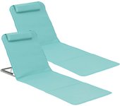 esterillas de Playa Plegable con Cojín y Bolsa de Transporte Respaldo Reclinable en 5 Posiciones Lounge Tela/Acero 143 x 48 cm - Azul