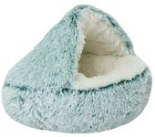 Round Cat Bed Cave Keep Warm Semi-closed Fluffy Cat's Nest Machine Washable Sleep Bag Puppy Bed Sleeping