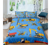 Simple Cartoon Car Bedding Set Excavator Duvet Cover Bedroom Comforter Single Twin King ​Size Quilt Cover Home Textile 2/3PCS