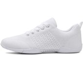 Zapatillas de baile fitness, zapatillas aeróbicas de competición, zapatillas de entrenamiento de animadoras, zapatillas de competición de malla blanca para hombre y mujer.