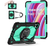 For Redmi 12.1 SE 8.7 Xiaomi Pad 7 Pro 11.2 2024 360 Rotating Heavy Armor Red Tablet Case Silicone Shockproof Cover