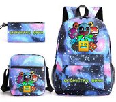 Geometry Dash Game Geometry Dash Three-Piece Schoolbag For Boys And Girls Campus Pencil Bag Canvas Bag Starry blue ~3