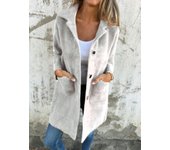 Otoño e invierno, chaqueta gruesa a cuadros de talla grande para mujer, chaqueta de manga larga cálida informal versátil de felpa