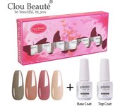 Clou Beaute 8ml Gift Set Kit UV LED Gel Varnish Soak Off Nail Art Gel Nail Polish Pure Nail Color Base Coat No Wipe Top Coat