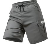 Men Loose Versatile Sports Shorts Summer Comfort Breathable Sports Shorts New Solid Multiple Pockets Fashion Cargo Shorts Men