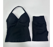 Women's Impact Gym Set, baless sleeveless T-shirt, high waisted seamless shorts, gym  sportswear, training set, 2 pieces.