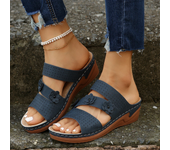Sandalias de cuña de verano para mujer, zapatillas ortopédicas de Punta abierta de primera calidad, zapatos Retro de plataforma informales de cuero antideslizantes Vintage para mujer