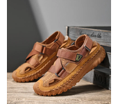 2025 Sandalias de verano para hombre, zapatos informales de cuero genuino para hombre, sandalias de cuero para exteriores para hombre, zapatos de playa, zapatos romanos para hombre
