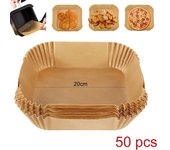 New Air Fryer Disposable Baking Paper Liner Form Tray With Handle 20cm Kitchen Square Grill Parchment Paper Airfryer Accessories