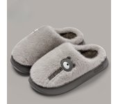 Interior fondo grueso cálido fondo suave antideslizante lindo oso pelo zapatillas