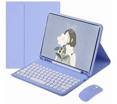 Folio Stand Case with Keyboard for iPad Air 11 2024 M2 Air 6th Generation Pencil Holder Cover Spanish Keyboard BT Wireless