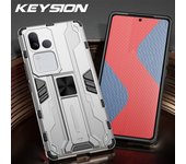 KEYSION Shockproof Armor Case for VIVO V30 Pro 5G V29 5G Silicone+PC Kickstand Phone Back Cover for VIVO X100 Pro 5G X90 Pro+