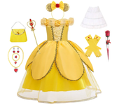 Girl Belle Dress Beauty Cosplay Costume Princess Deluxe Applique Outfit Children Birthday Party Elegant Gown Fairy Disguise Sets