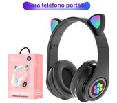 Auriculares Bluetooth Con Orejas De Gato Lindo Y Luz LED Estéreo Plegables Inalámbricos Con Micrófono TF FM Para Niñas Regalos De Niños