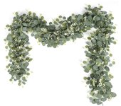 2pcs Guirnaldas Artificiales de Eucalipto con Hojas de Sauce Hojas Verdes Guirnalda de Flores Blancas Planta Artificial para Decoración de Fondo Boda Camino de Mesa Central